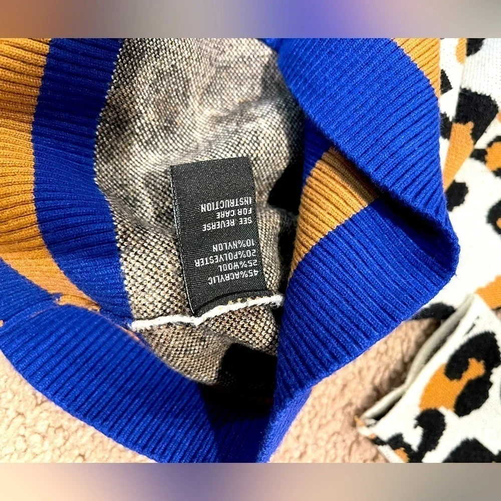 Women's CLICHE leopard print thick wool blend sweater